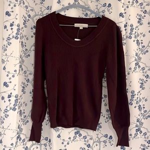 NWT LOFT Maroon Bubble Sleeve Sweater